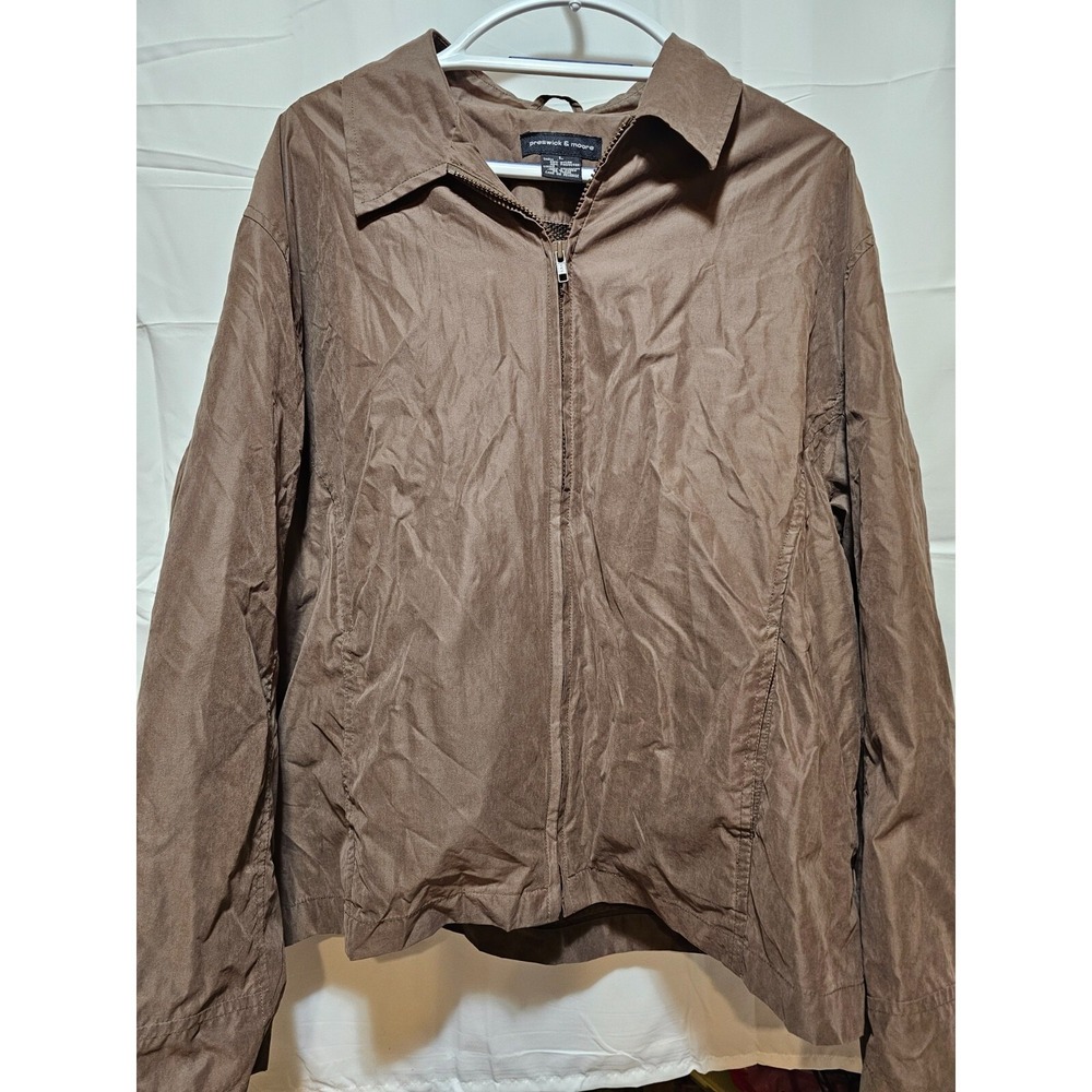 Preswick & Moore Mens Brown Lightweight Full Zip Mesh Lined Windbreaker Jacket L